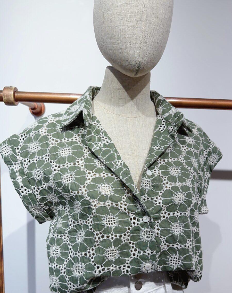 Chemise brodée Kaki